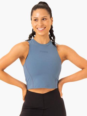 Ryderwear Women Tanks Highlight Compression Women's Tanks Steel Blue | CA1294VD