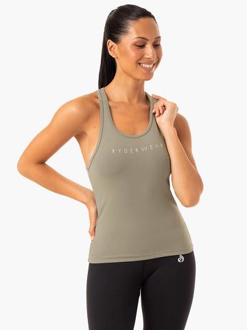 Ryderwear Women Tanks Hype Racer Back Women's Tanks Khaki | CA1203PQ