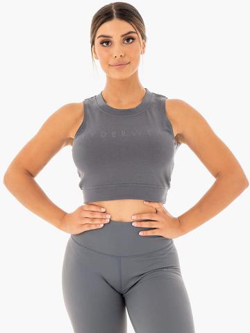 Ryderwear Women Tanks Motion Crop Top Women's Tanks Charcoal | CA1154DN