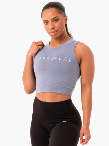 Ryderwear Women Tanks Motion Crop Top Women's Tanks Steel Grey | CA1199YU