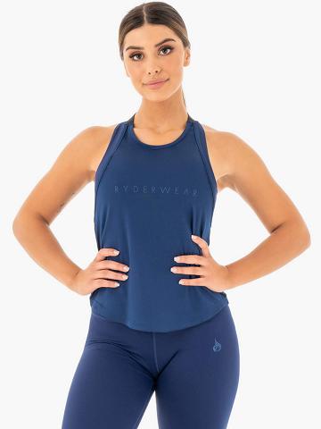 Ryderwear Women Tanks Motion Slinky T-Back Women's Tanks Navy | CA1139BC