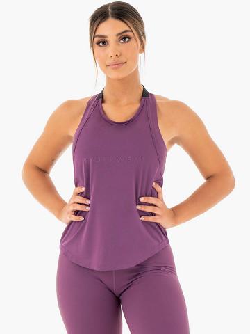 Ryderwear Women Tanks Motion Slinky T-Back Women's Tanks Purple | CA1164VD