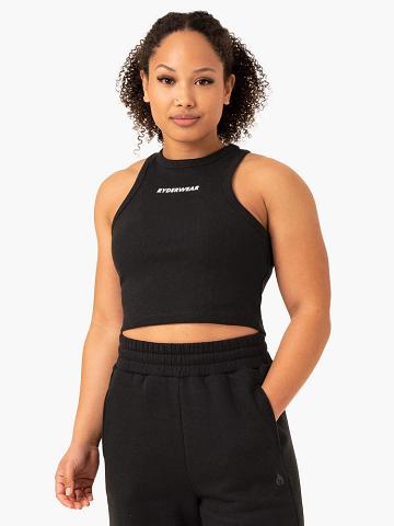 Ryderwear Women Tanks Sideline Rib Crop Women's Tanks Black | CA1306OR