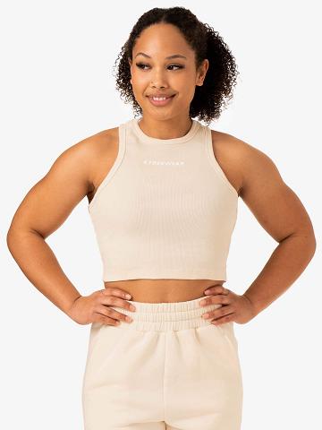 Ryderwear Women Tanks Sideline Rib Crop Women's Tanks Vanilla | CA1334AP