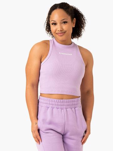 Ryderwear Women Tanks Sideline Rib Crop Women's Tanks Lilac | CA1343ZG