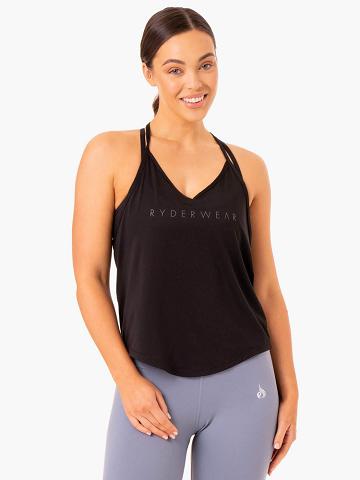 Ryderwear Women Tanks Staples Slinky T-Back Women's Tanks Black | CA1162XF