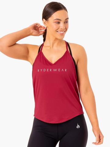 Ryderwear Women Tanks Staples Slinky T-Back Women's Tanks Wine Red | CA1183HK