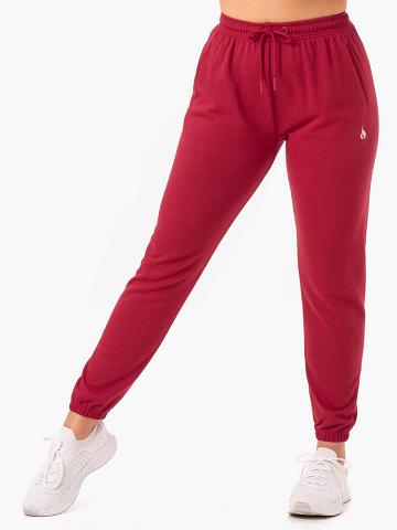 Ryderwear Women Track Pants Off-Duty Fleece Women's Track Pants Burgundy | CA1093RW